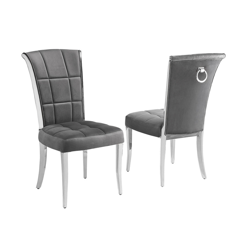 Best Quality Furniture White Marble Dining Set with Dark Gray Velvet Chairs