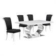 Best Quality Furniture White Marble Dining Set with Black Velvet Chairs