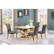 Best Quality Furniture White Marble Dining Set with Dark Gray Velvet Chairs