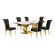 Best Quality Furniture White Marble Dining Set with Black Velvet Chairs