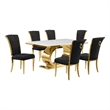 Best Quality Furniture White Marble Dining Set with Black Velvet Chairs