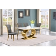 Best Quality Furniture White Marble Dining Set with Dark Gray Velvet Chairs