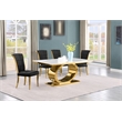 Best Quality Furniture White Marble Dining Set with Black Velvet Chairs