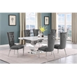 Best Quality Furniture White Marble Dining Set with Dark Gray Velvet Chairs