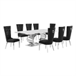 Best Quality Furniture White Marble Dining Set with Black Velvet Chairs