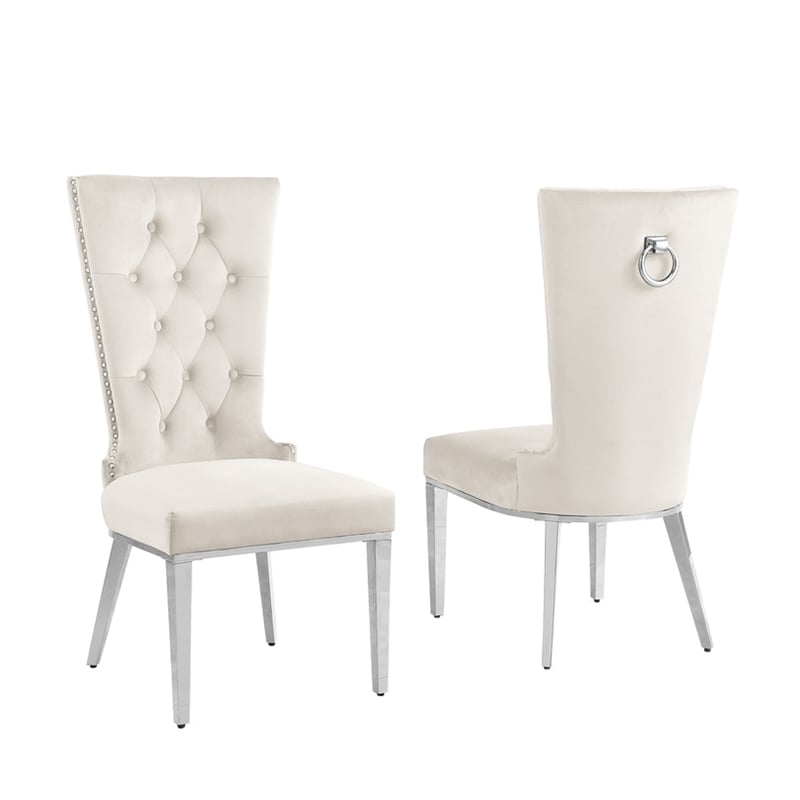 Best Quality Furniture White Marble Dining Set with Cream Velvet Chairs
