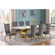 Best Quality Furniture White Marble Dining Set with Dark Gray Velvet Chairs