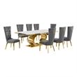 Best Quality Furniture White Marble Dining Set with Dark Gray Velvet Chairs