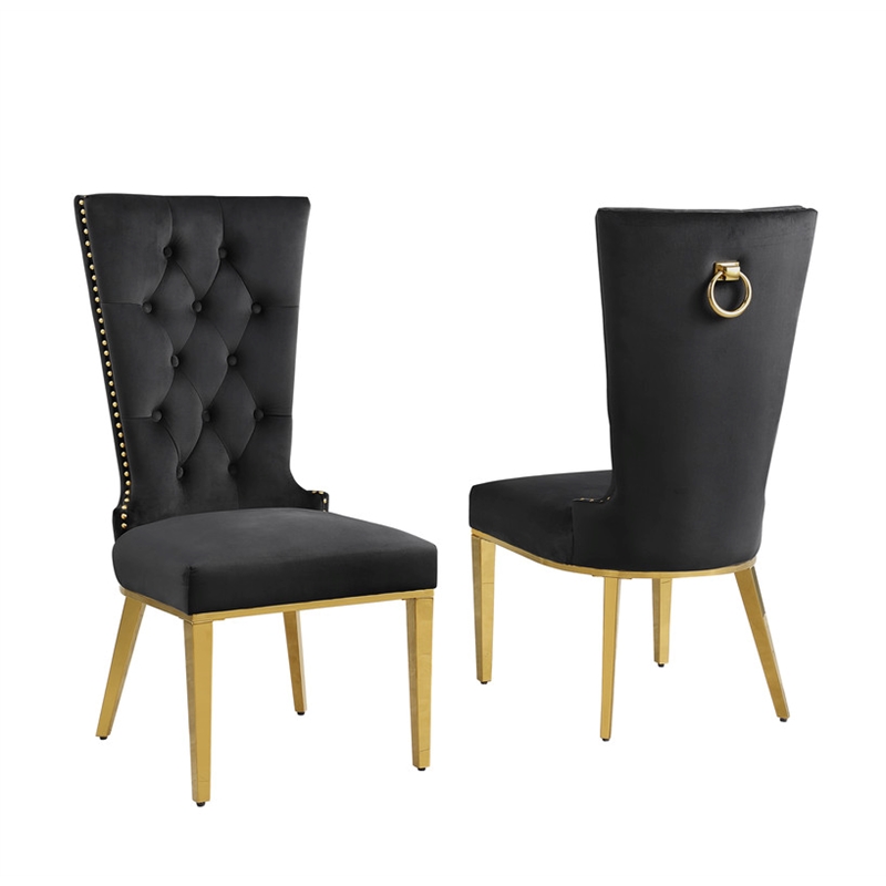 Best Quality Furniture White Marble Dining Set with Black Velvet Chairs