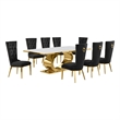 Best Quality Furniture White Marble Dining Set with Black Velvet Chairs