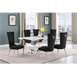 Best Quality Furniture White Marble Dining Set with Black Velvet Chairs
