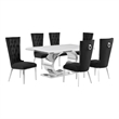 Best Quality Furniture White Marble Dining Set with Black Velvet Chairs
