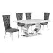 Best Quality Furniture White Marble Dining Set with Dark Gray Velvet Chairs