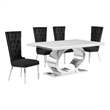 Best Quality Furniture White Marble Dining Set with Black Velvet Chairs