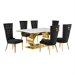 Best Quality Furniture White Marble Dining Set with Black Velvet Chairs