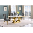 Best Quality Furniture White Marble Dining Set with Dark Gray Velvet Chairs