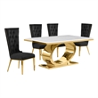 Best Quality Furniture White Marble Dining Set with Black Velvet Chairs
