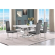Best Quality Furniture White Marble Dining Set with Dark Gray Velvet Chairs