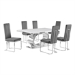 Best Quality Furniture White Marble Dining Set with Dark Gray Velvet Chairs