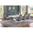 Best Quality Furniture White Marble Dining Set with Dark Gray Velvet Chairs