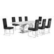 Best Quality Furniture White Marble Dining Set with Black Velvet Chairs