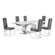 Best Quality Furniture White Marble Dining Set with Dark Gray Velvet Chairs