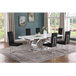 Best Quality Furniture White Marble Dining Set with Black Velvet Chairs