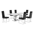 Best Quality Furniture White Marble Dining Set with Black Velvet Chairs