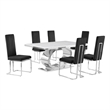 Best Quality Furniture White Marble Dining Set with Black Velvet Chairs