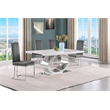 Best Quality Furniture White Marble Dining Set with Dark Gray Velvet Chairs