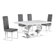 Best Quality Furniture White Marble Dining Set with Dark Gray Velvet Chairs