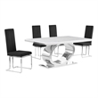 Best Quality Furniture White Marble Dining Set with Black Velvet Chairs