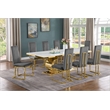 Best Quality Furniture White Marble Dining Set with Dark Gray Velvet Chairs