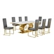 Best Quality Furniture White Marble Dining Set with Dark Gray Velvet Chairs