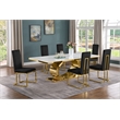 Best Quality Furniture White Marble Dining Set with Black Velvet Chairs