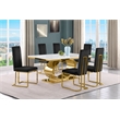 Best Quality Furniture White Marble Dining Set with Black Velvet Chairs