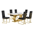 Best Quality Furniture White Marble Dining Set with Black Velvet Chairs