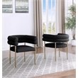 Best Quality Furniture 2 Set Teddy Fur Fabric Chairs in Black with Gold Chrome