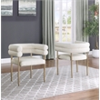Best Quality Furniture 2 Set Teddy Fur Fabric Chairs in Beige with Gold Chrome