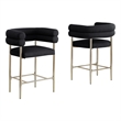 Best Quality 2 Set Teddy Fur Fabric Counter Chairs in Black with Gold Chrome