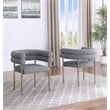 Best Quality Furniture 2 Set Teddy Fur Fabric Chairs in Gray with Gold Chrome