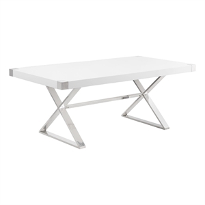Best Quality Furniture White Wood Dining Table With Stainless Steel