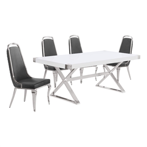 Best Quality Furniture 5PC Wood Dining Set (Dining Table + 4 Dark Gray Chairs)