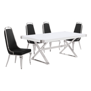 Best Quality Furniture 5PC Wood Dining Set (Dining Table + 4 Black Chairs)