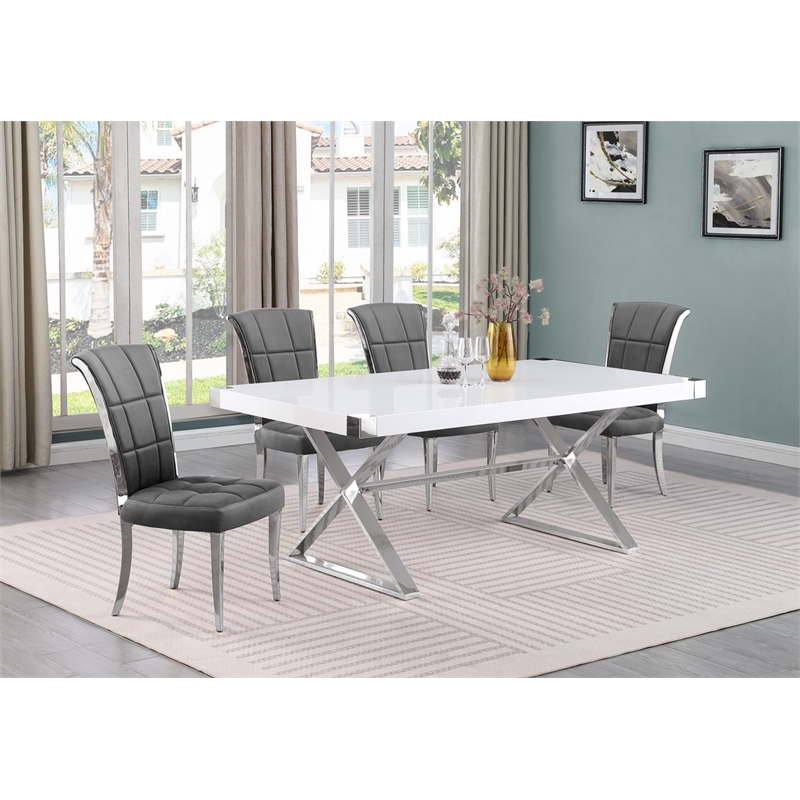 Best Quality Furniture 5PC Wood Dining Set (Dining Table + 4 Dark Gray Chairs)