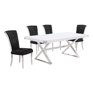 Best Quality Furniture 5PC Wood Dining Set (Dining Table + 4 Black Chairs)