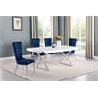 Best Quality Furniture 5PC Wood Dining Set (Dining Table + 4 Navy Blue Chairs)