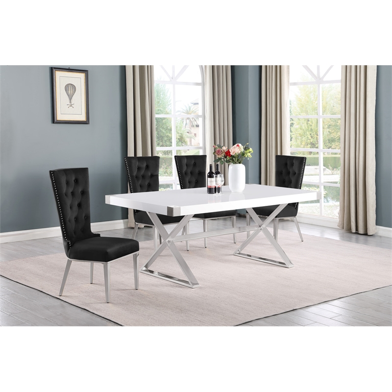 Best Quality Furniture 5PC Wood Dining Set (Dining Table + 4 Black Chairs)
