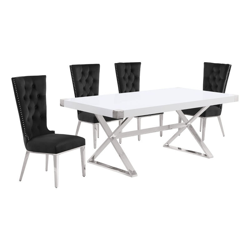 Best Quality Furniture 5PC Wood Dining Set (Dining Table + 4 Black Chairs)