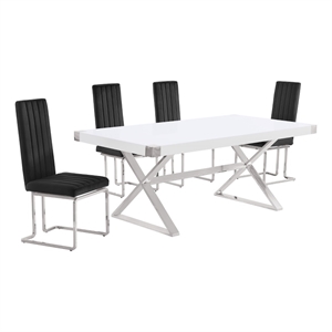 Best Quality Furniture 5PC Wood Dining Set (Dining Table + 4 Black Chairs)